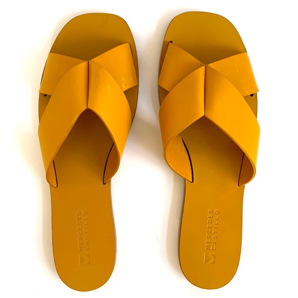 Mercedes Castillo Amelea flat sandal in Mustard - Picture 2 of 9